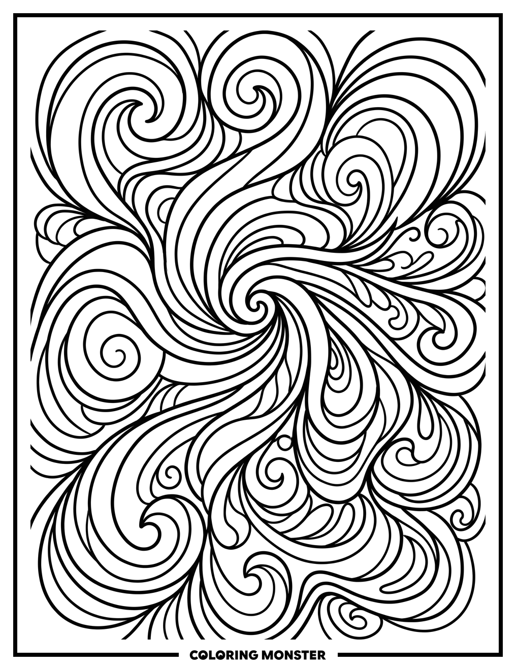 Vibrant Abstract Swirls Coloring Page