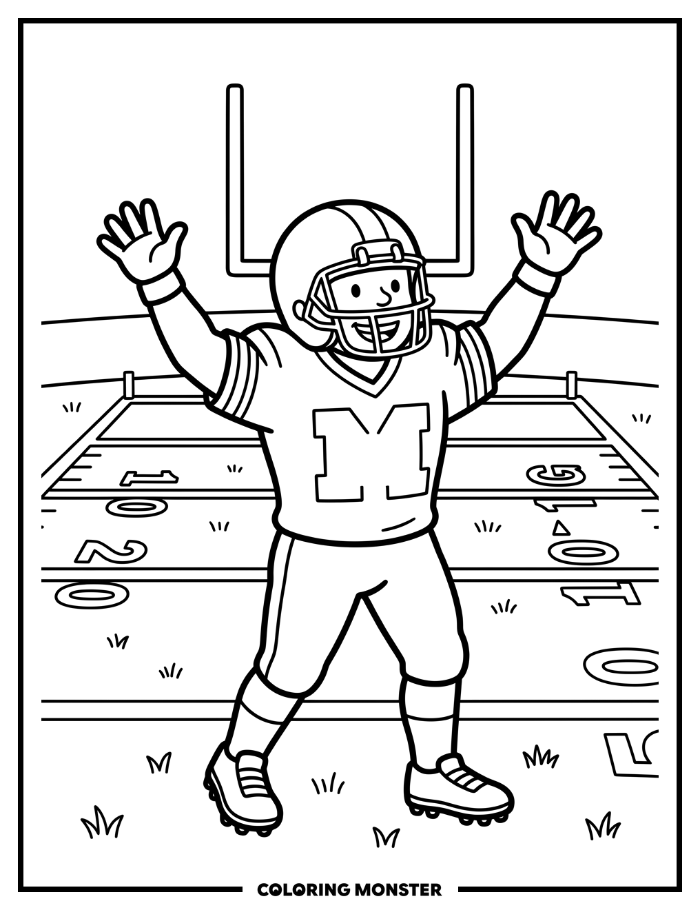 Victory Football Player Coloring Page