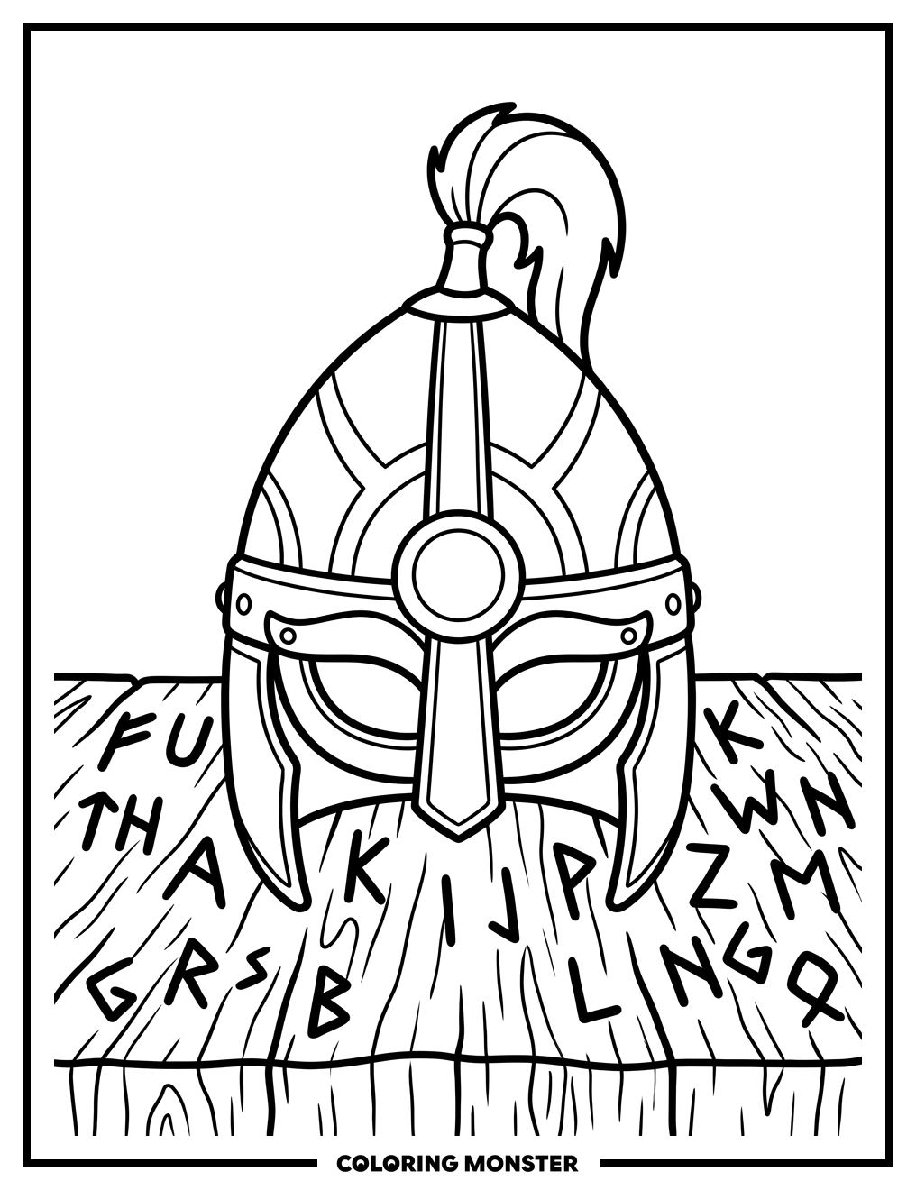 Viking Helmet on Table Coloring Page
