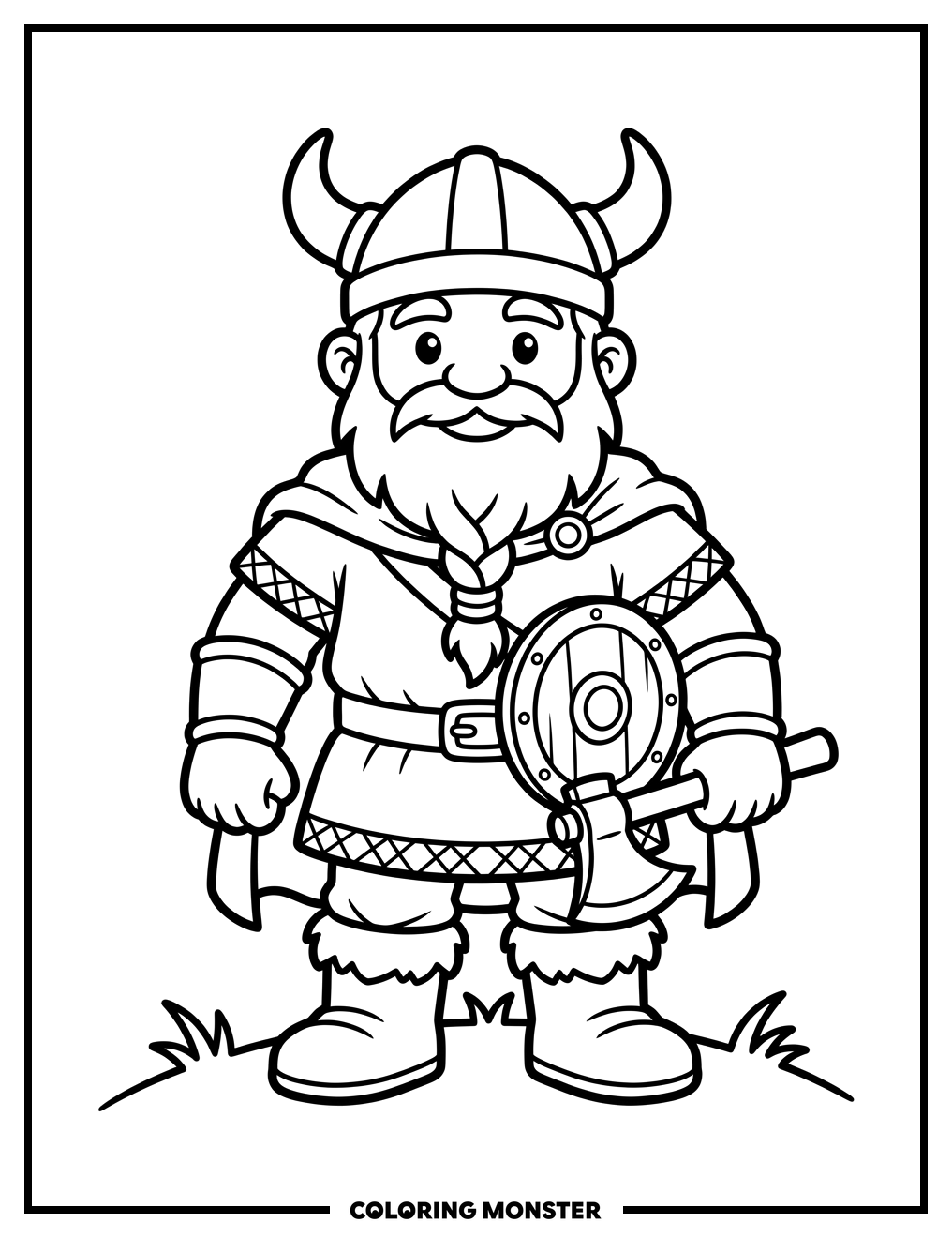 Viking Mascot Ready for Adventure Coloring Page