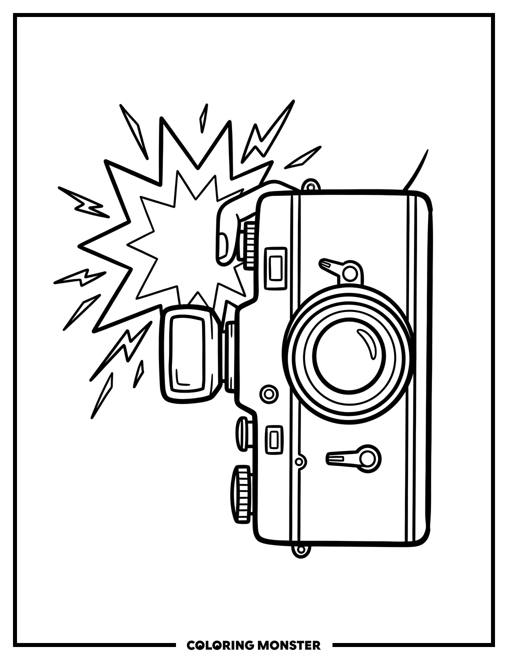 Vintage Camera Capturing Light Coloring Page