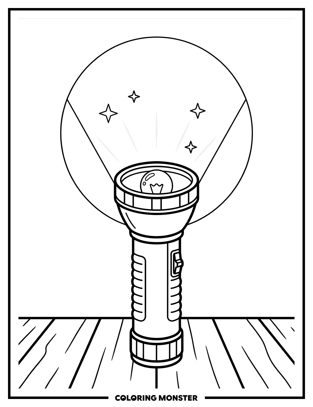 Vintage Flashlight Beam Coloring Page