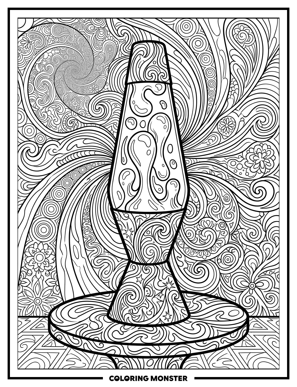 Vintage Lava Lamp Swirling Coloring Page