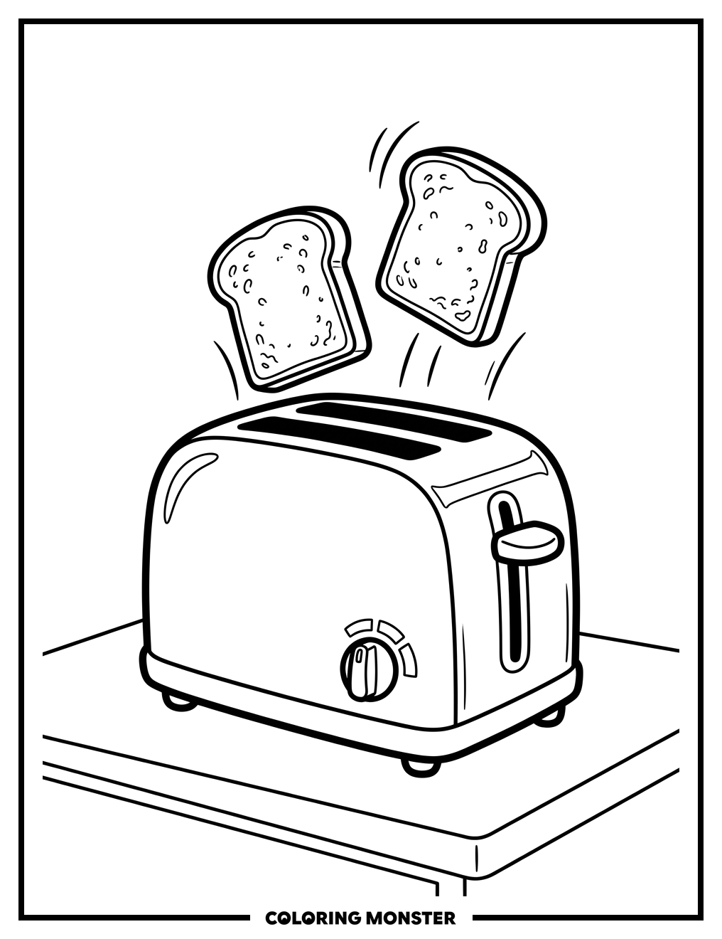 Vintage Toaster with Popping Toast Coloring Page