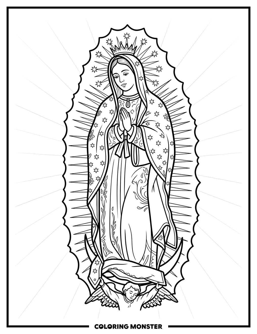 Virgen De Guadalupe Praying Coloring Page