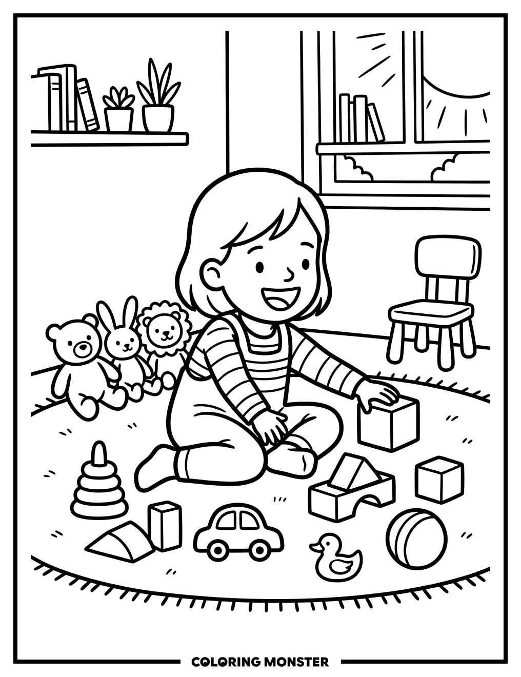 Vita Plays With Toys Coloring Page