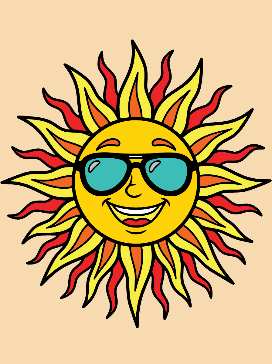 Smiling Sun with Sunglasses colored by @kanejamison