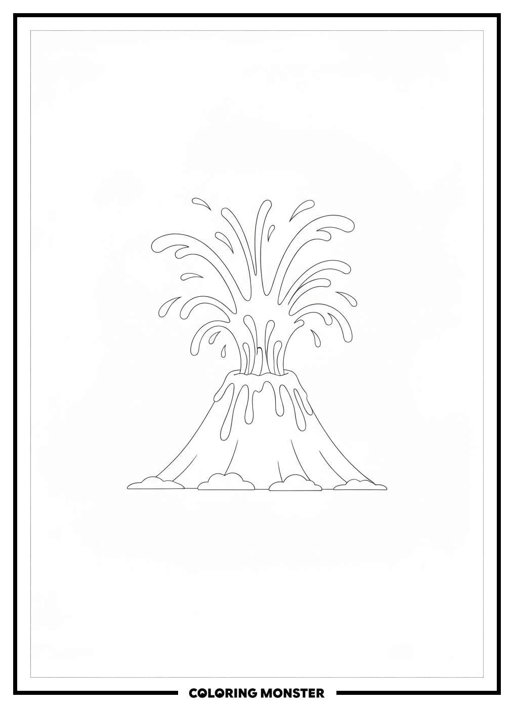 Volcano Erupting With Cartoon Lava Coloring Page