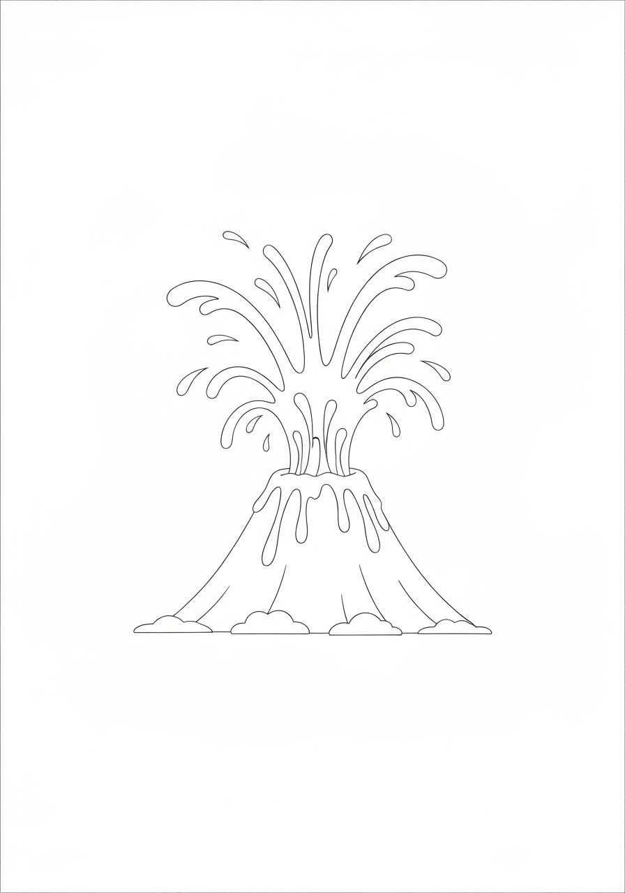 Volcano Erupting With Cartoon Lava