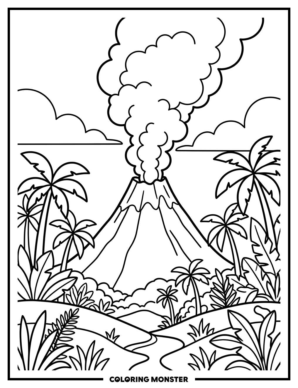 Volcano Eruption Coloring Page