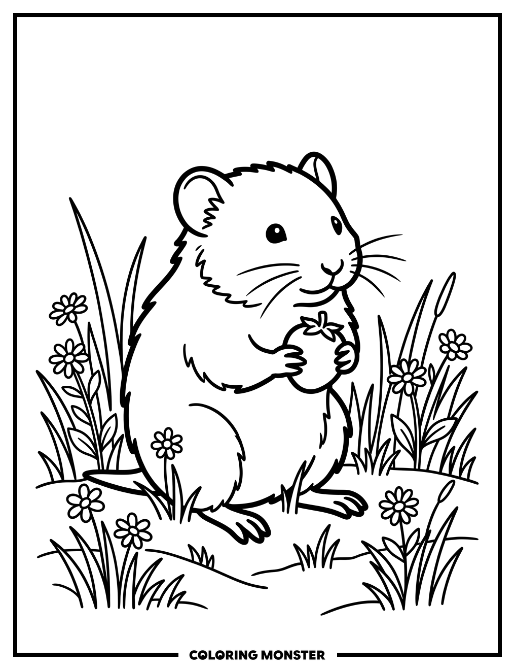 Vole With Berry Coloring Page