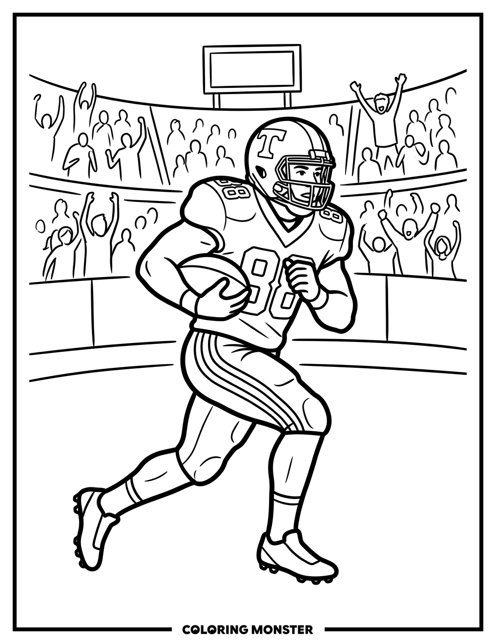Volunteers Football Player Running Coloring Page