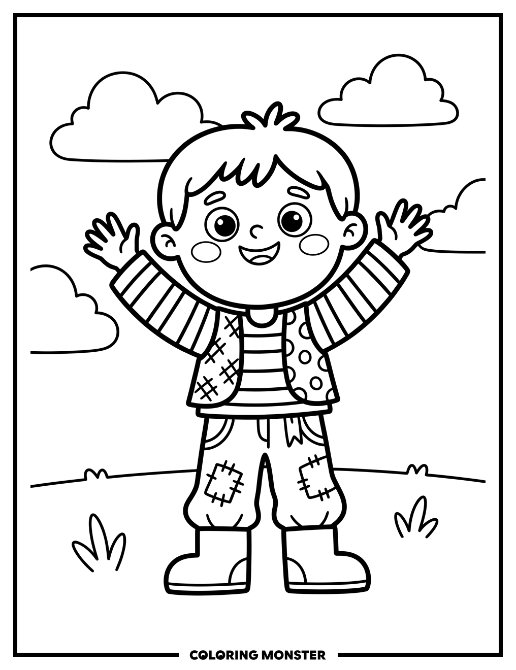 Wacky Character Waving Arms Coloring Page