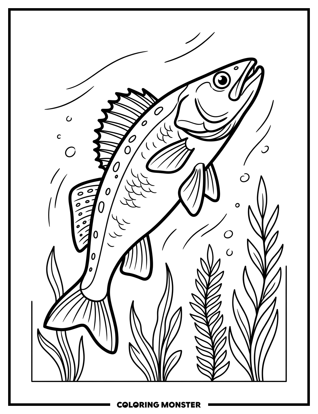 Walleye Fish in Clear Water Coloring Page