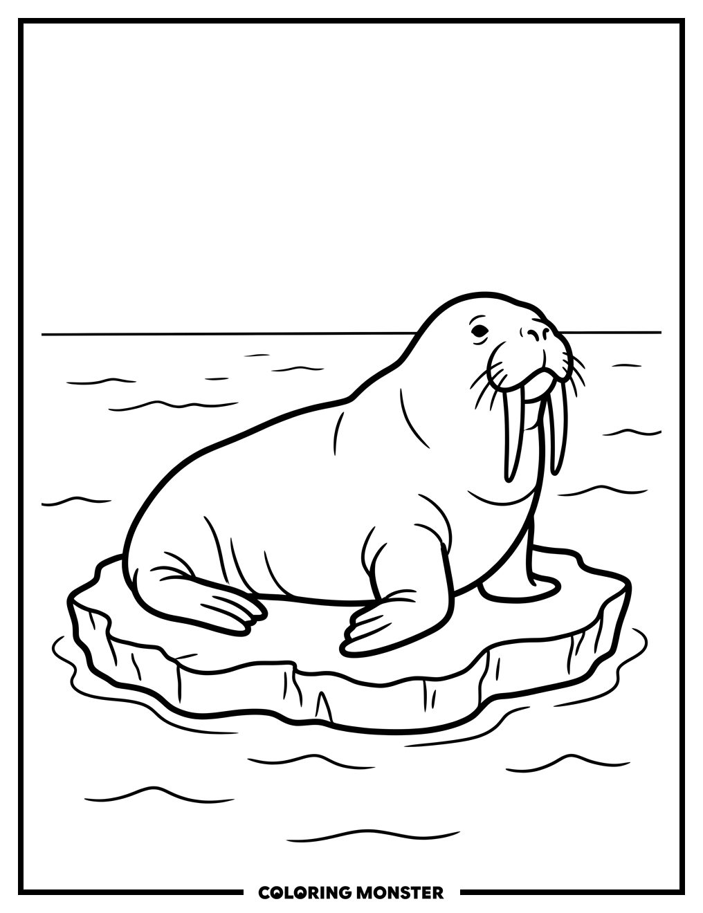 Walrus on Ice Floe Coloring Page