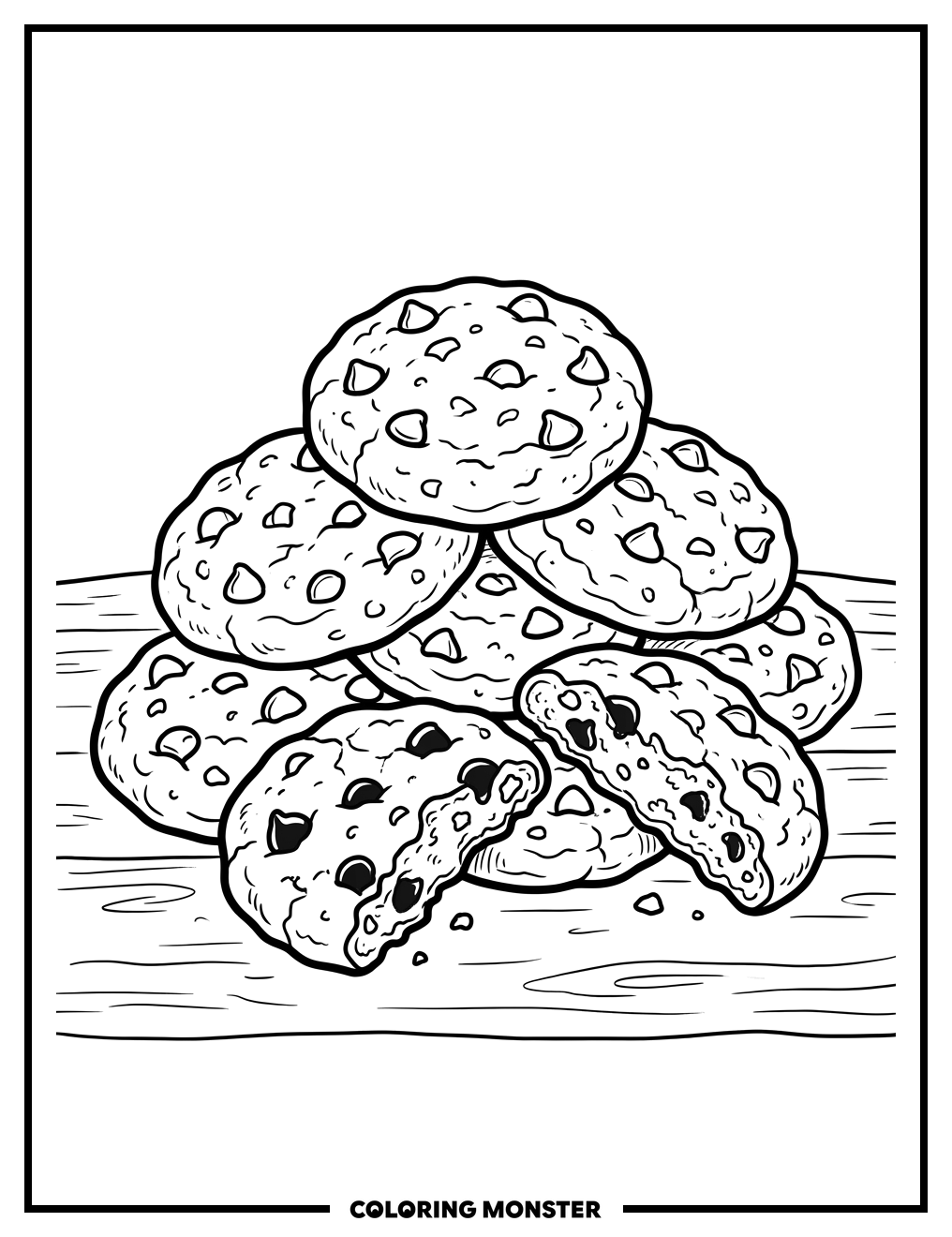Warm Chocolate Chip Cookies Coloring Page