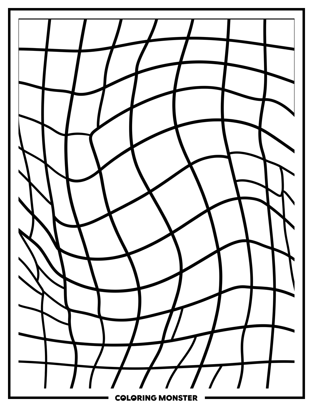 Warping Checkerboard Illusion Coloring Page