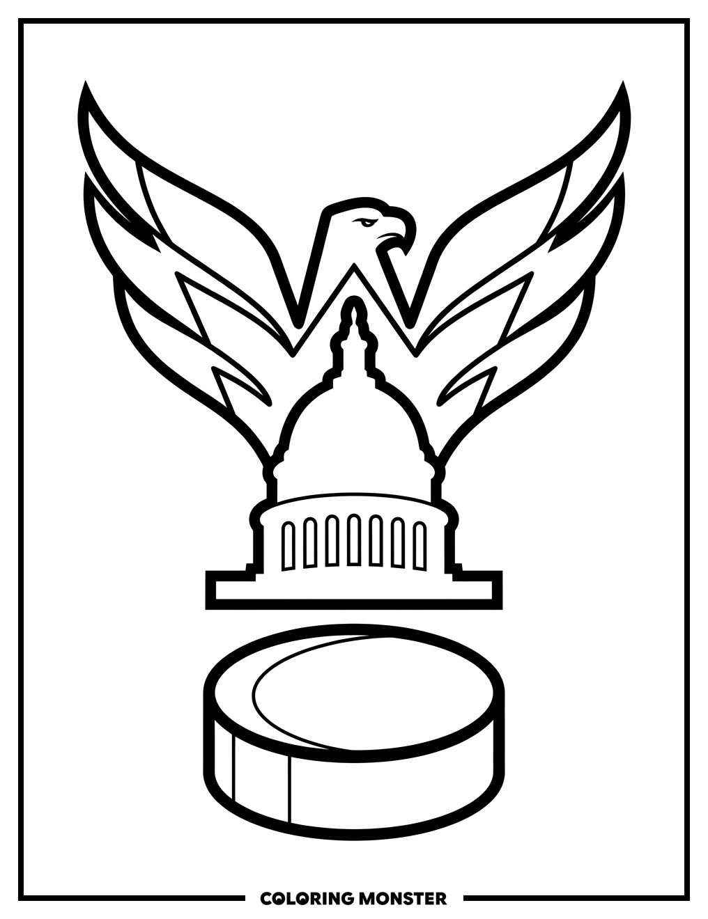Washington Capitals Logo with Puck Coloring Page