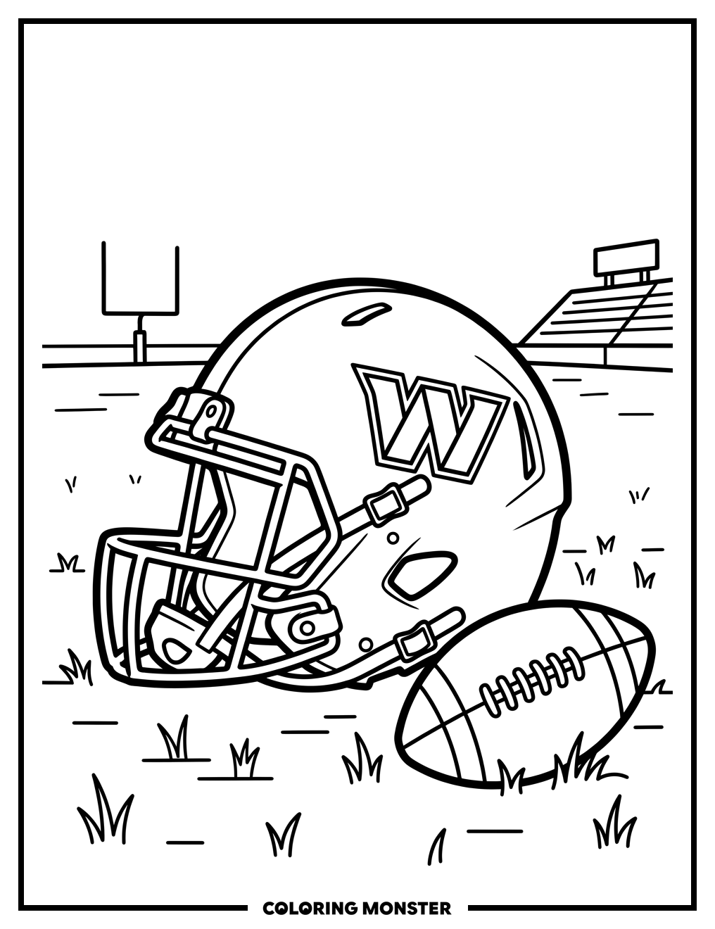 Washington Commanders Helmet on Field Coloring Page