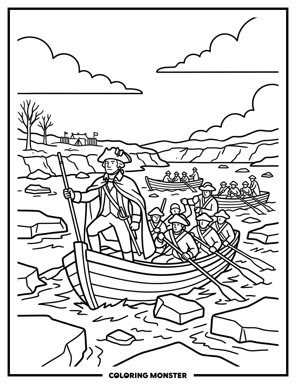 Washington Crossing the Delaware Coloring Page