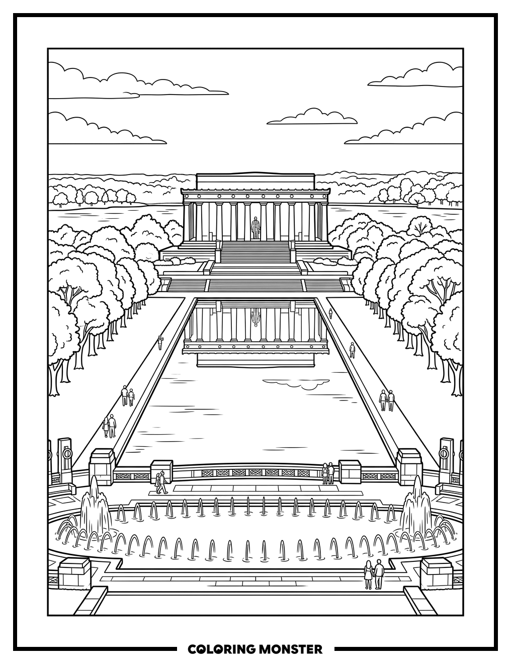 Washington Monument Reflecting Pool Coloring Page