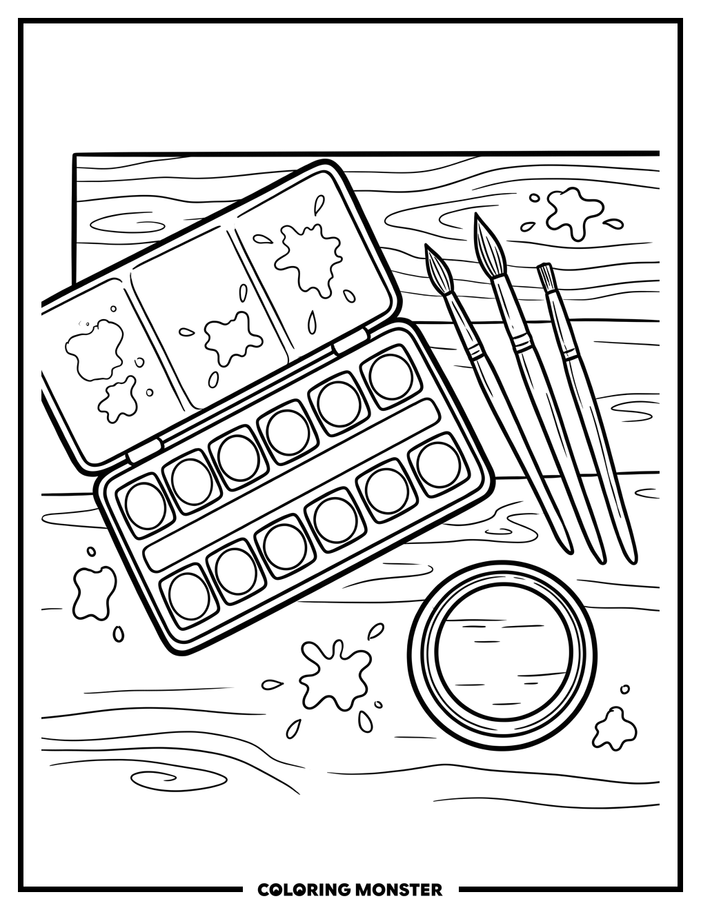 Watercolor Paint Set Coloring Page