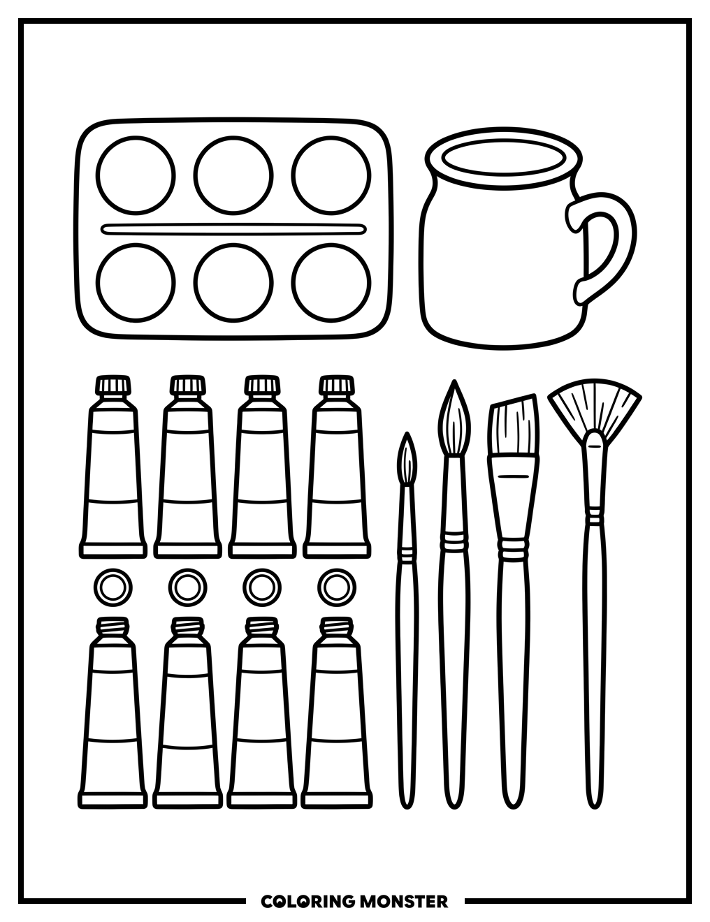 Watercolor Paint Set Coloring Page
