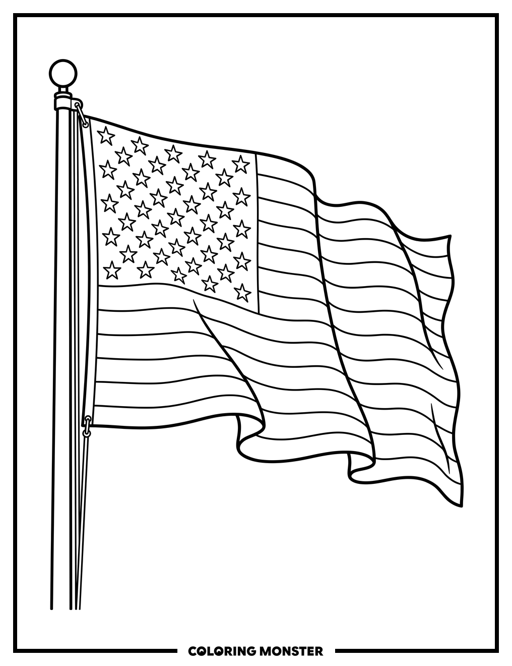 Waving American Flag Coloring Page