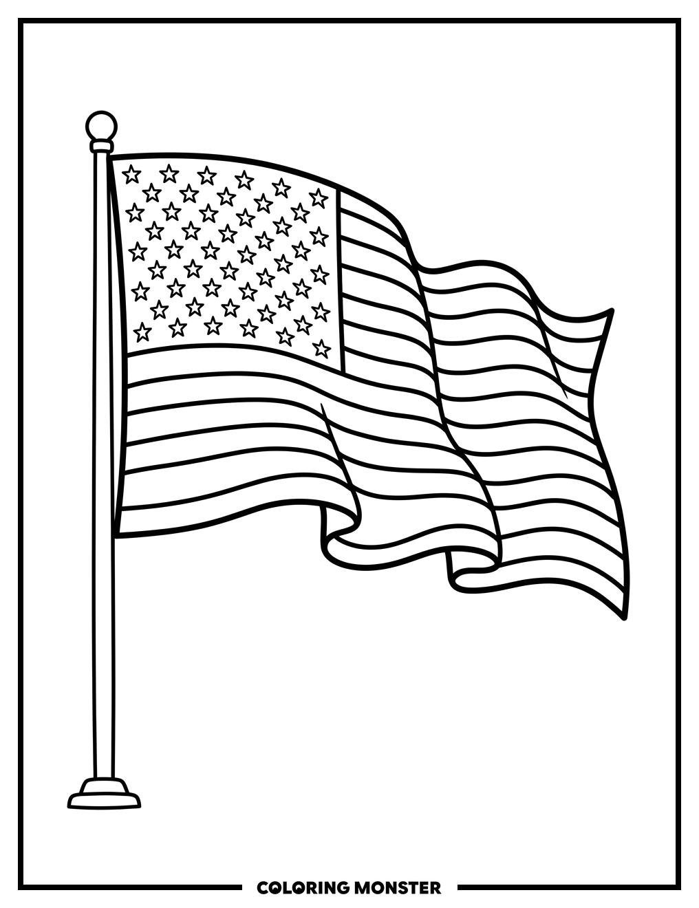 Waving American Flag Coloring Page