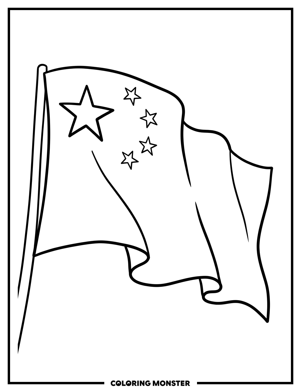 Waving Chinese Flag Coloring Page