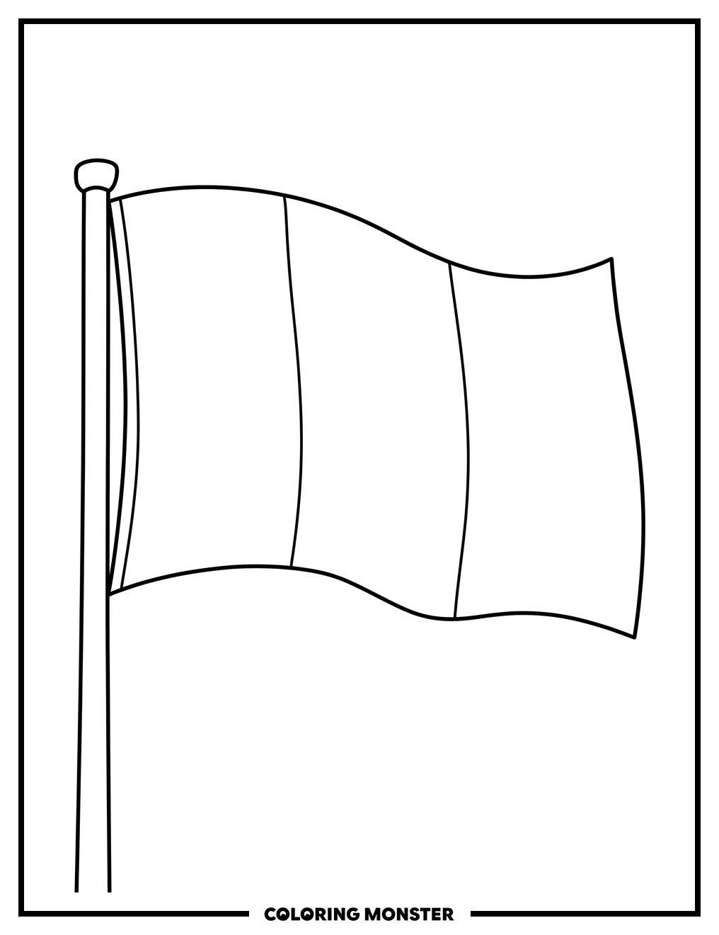 Waving French Flag Coloring Page