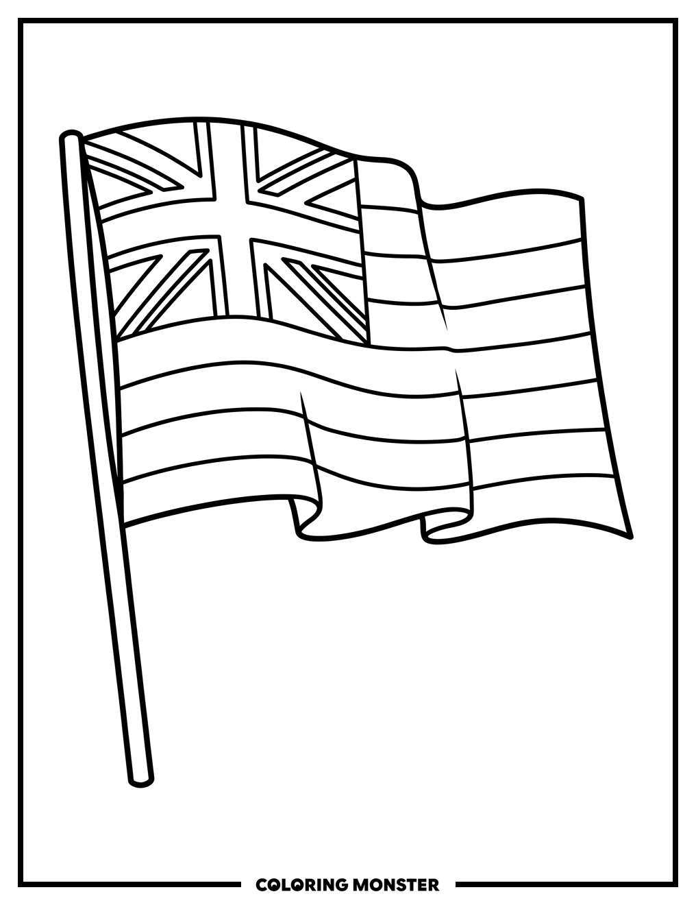 Waving Hawaii State Flag Coloring Page