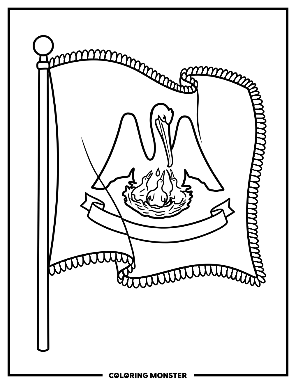 Waving Louisiana Flag Coloring Page