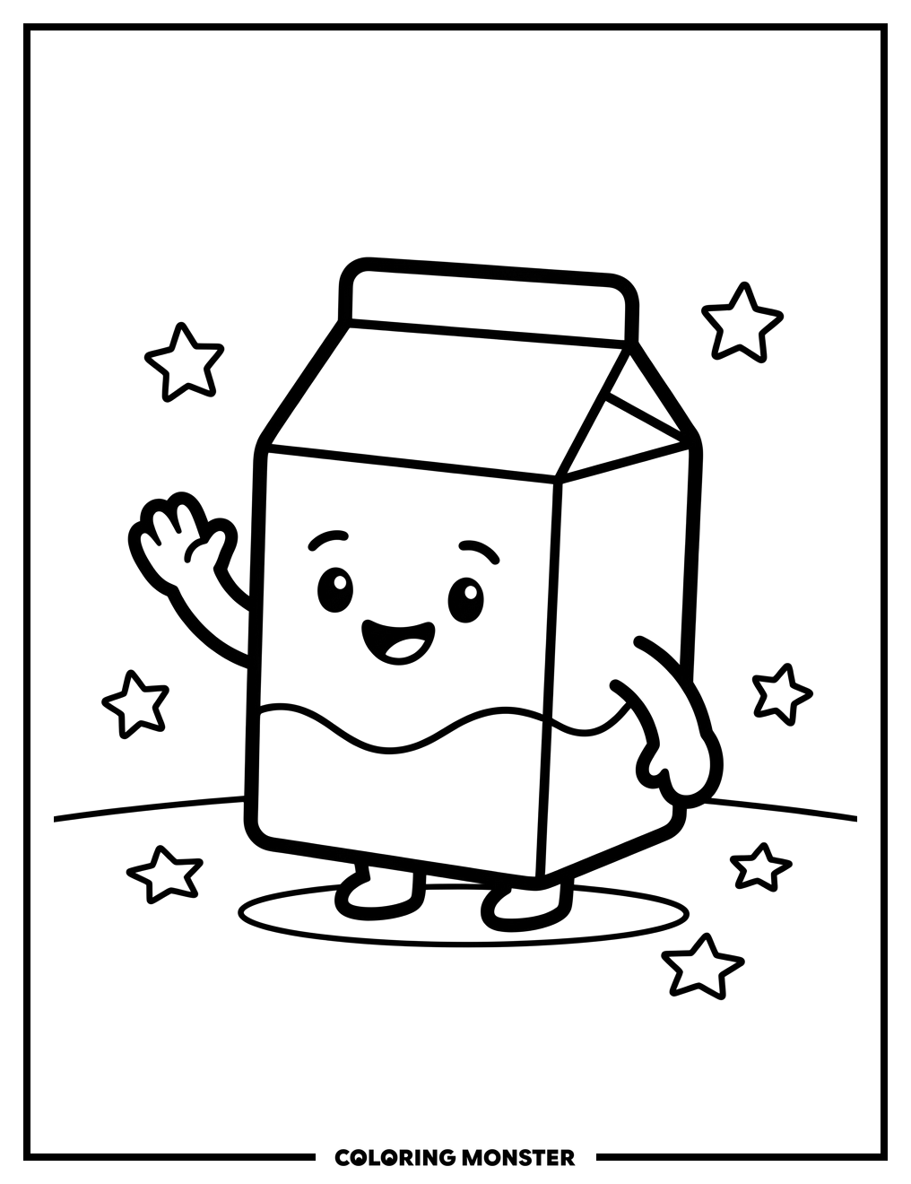 Waving Milk Carton Coloring Page