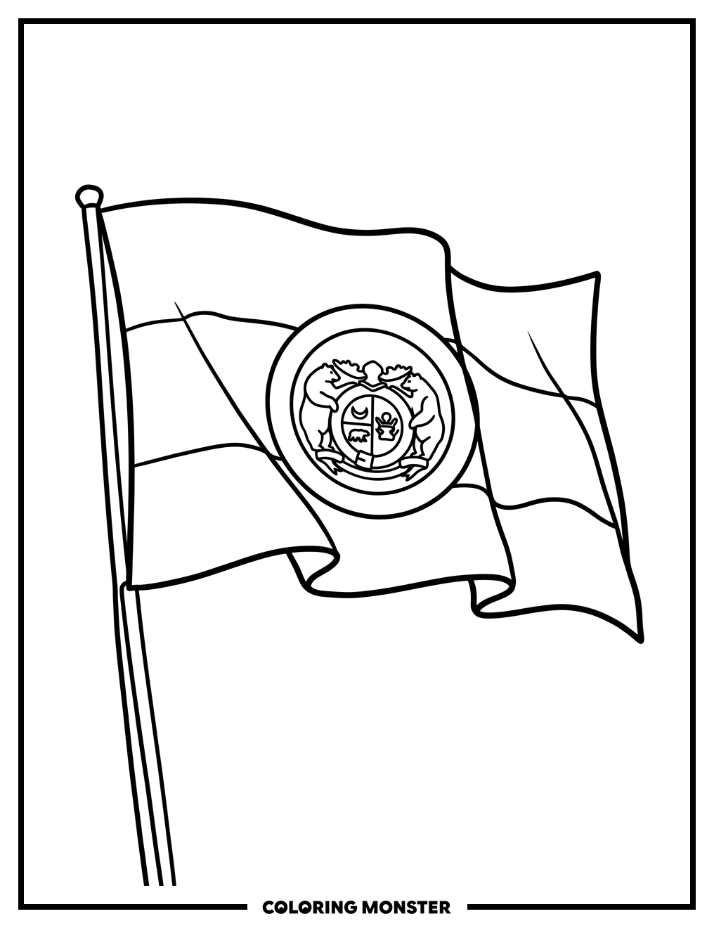 Waving Missouri Flag Coloring Page