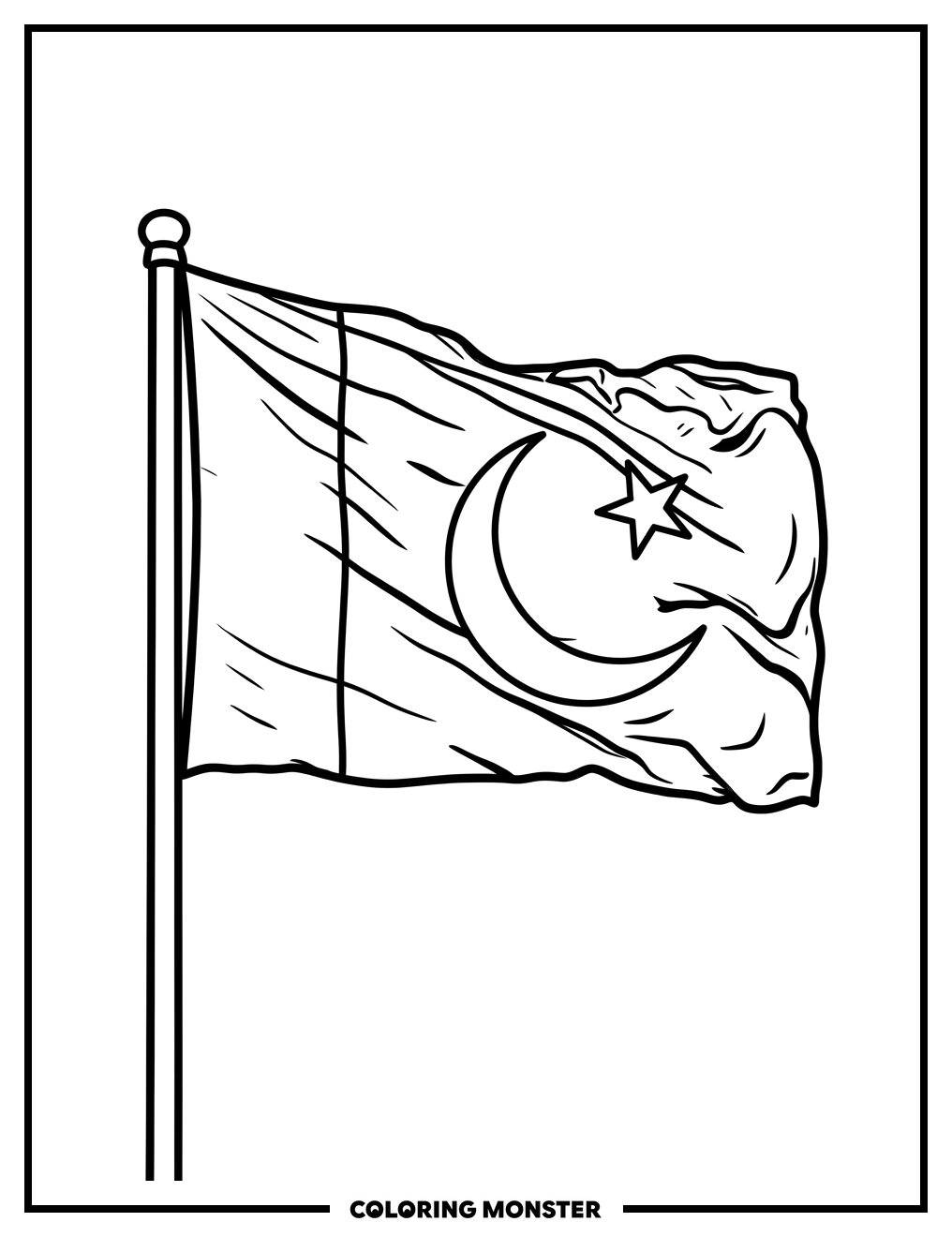 Waving Pakistan Flag Coloring Page