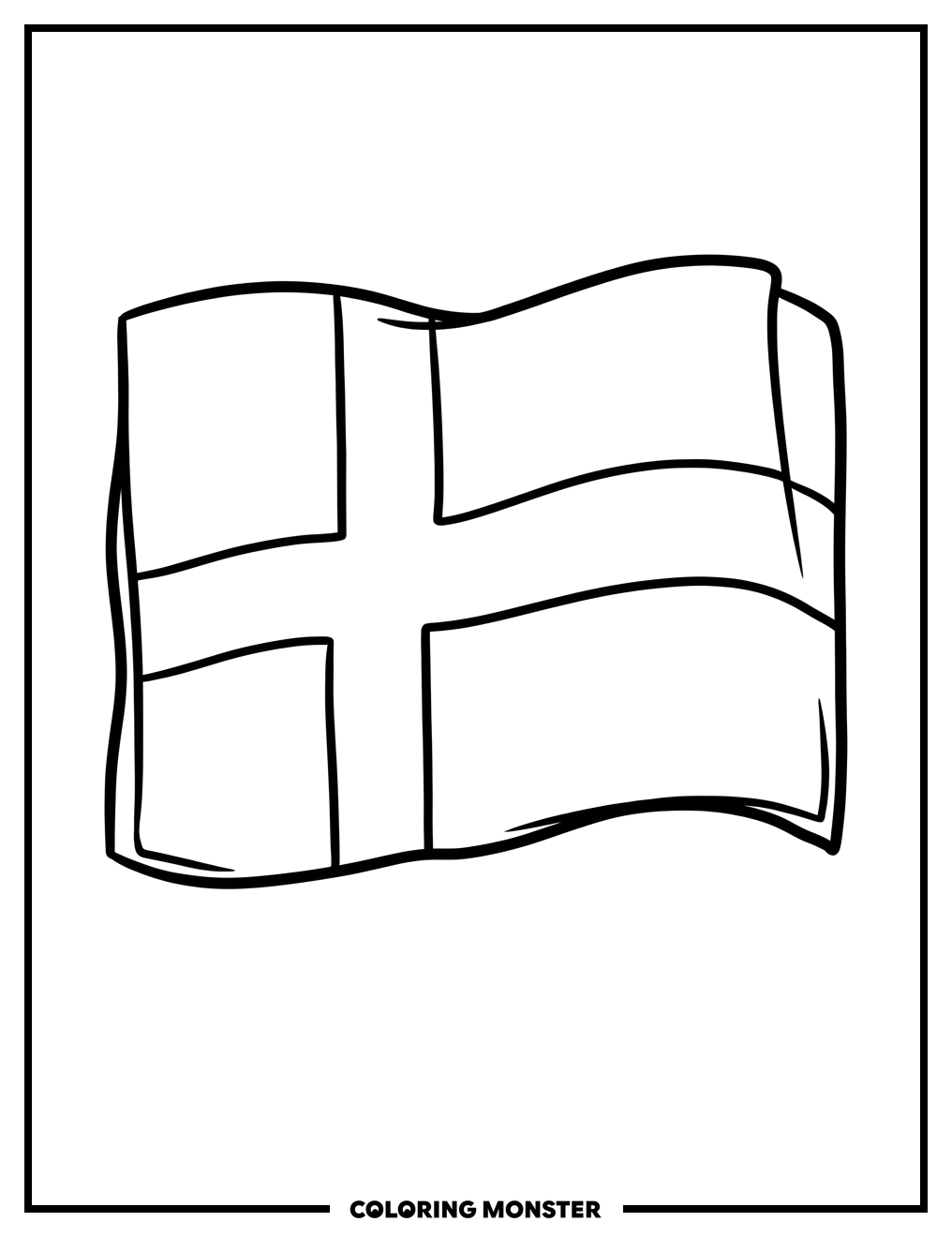 Waving Swedish Flag Coloring Page