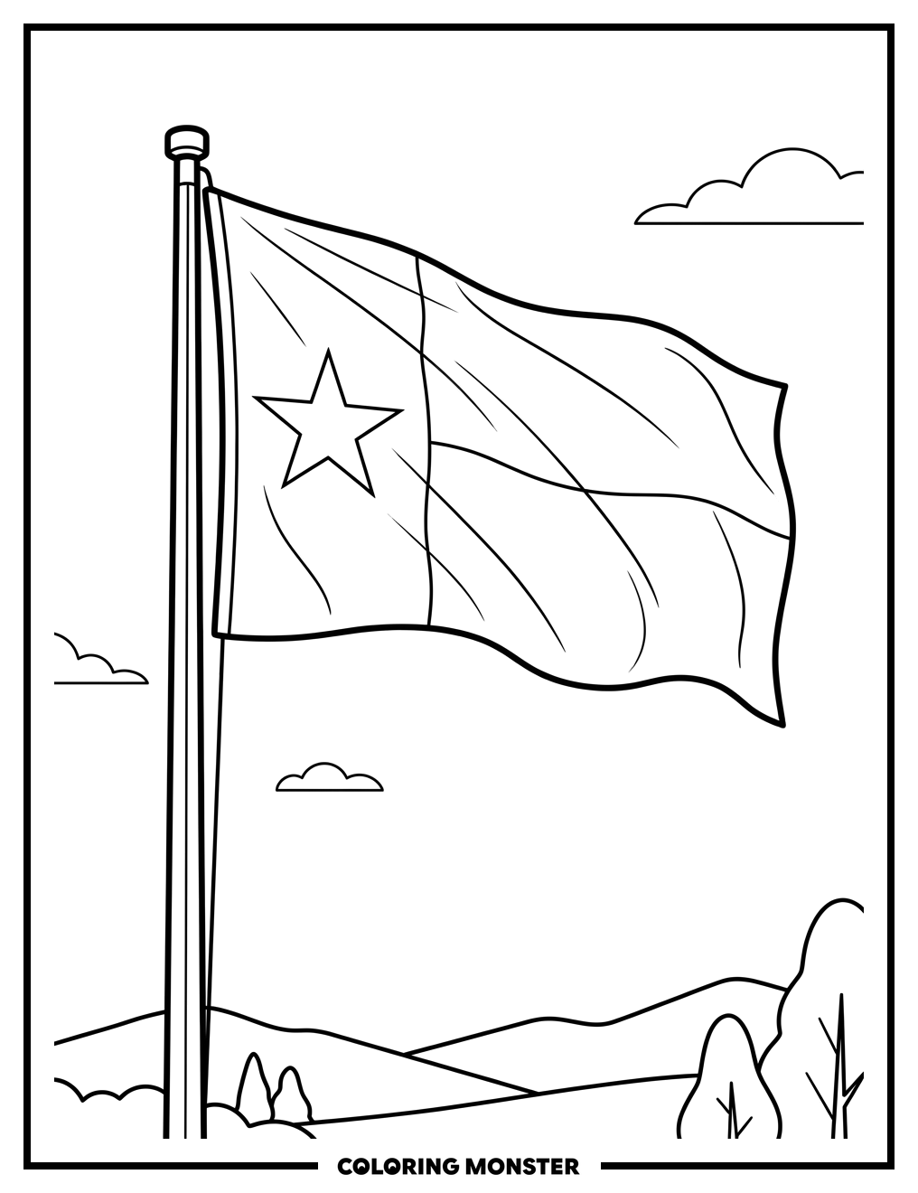 Waving Texas Flag Coloring Page