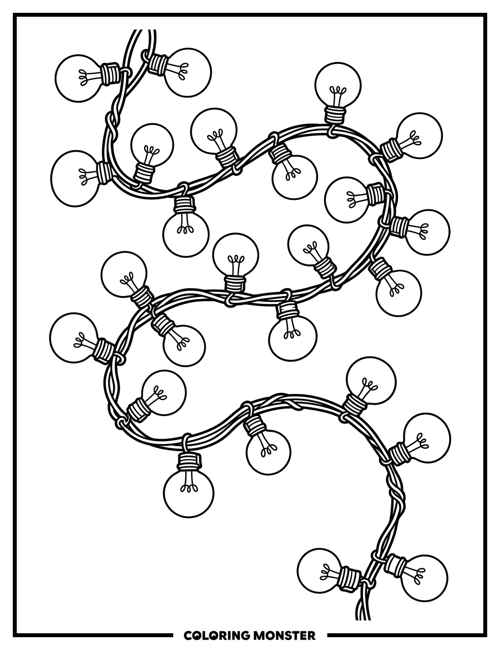 Wavy Christmas Lights Garland Coloring Page