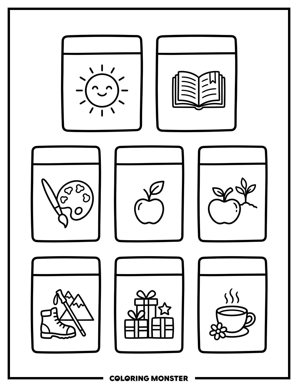 Weekly Calendar Grid Coloring Page