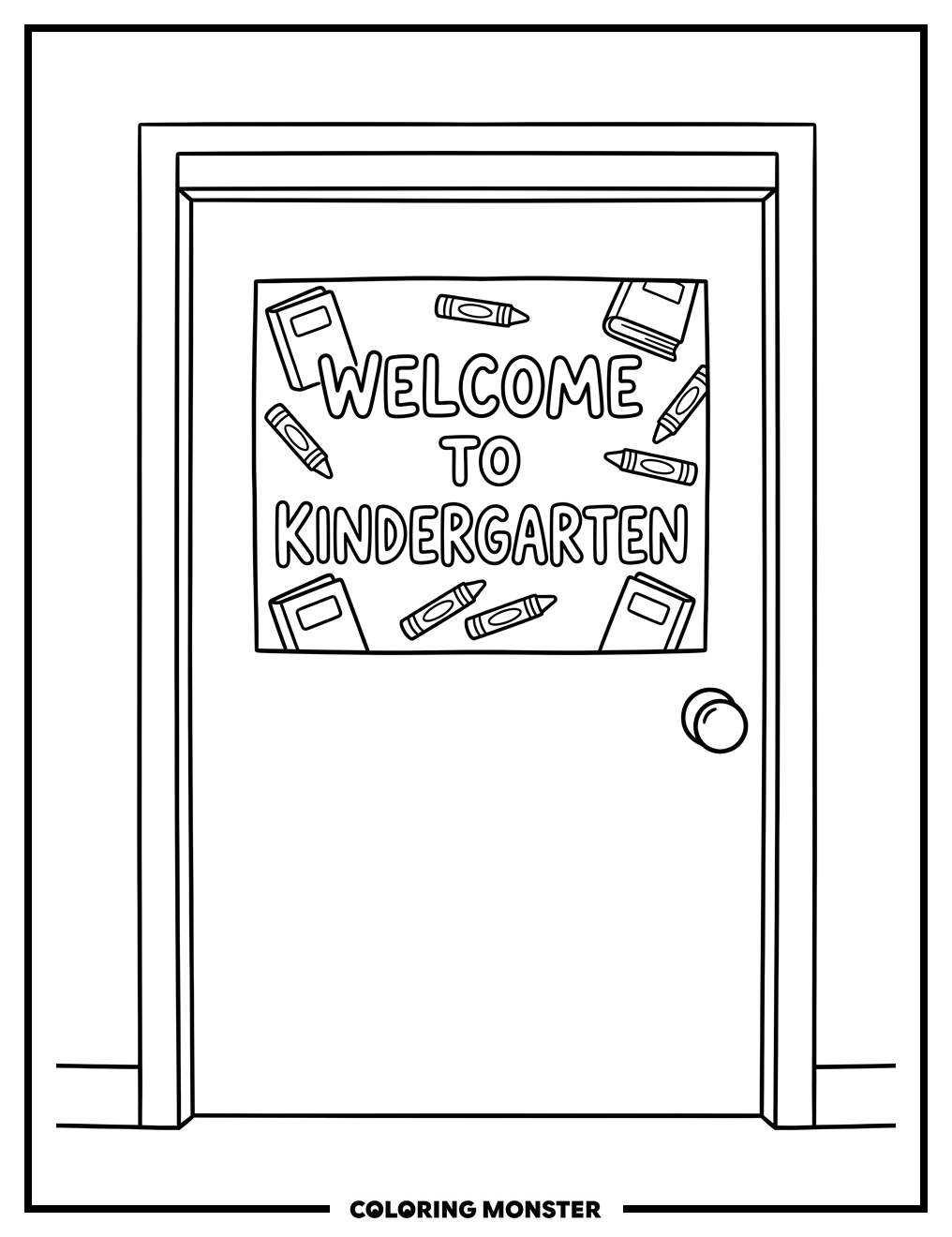 Welcome to Kindergarten Sign Coloring Page