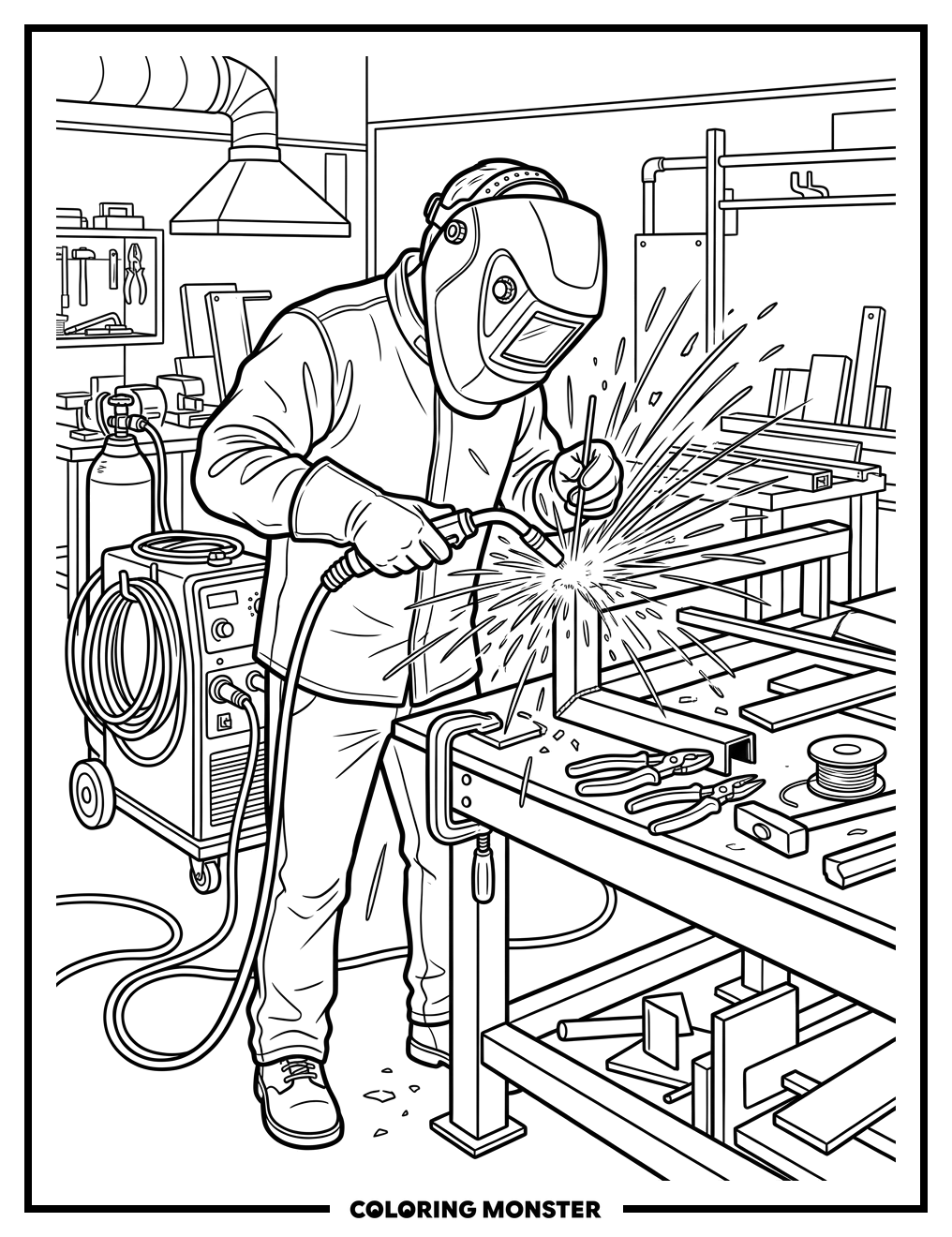 Welder Working With Metal Coloring Page