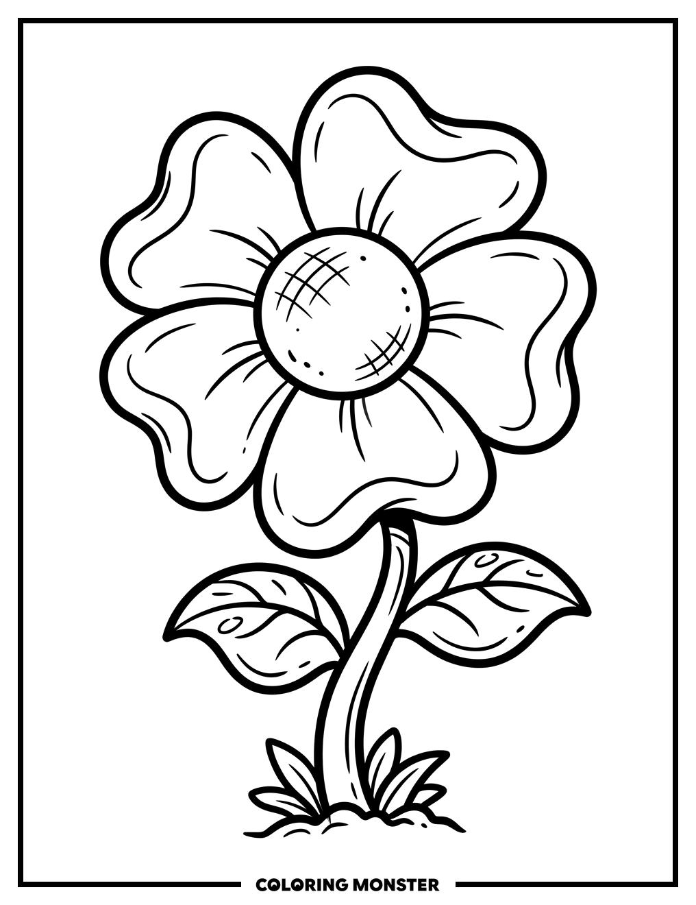 Whimsical Cartoon Flower Coloring Page