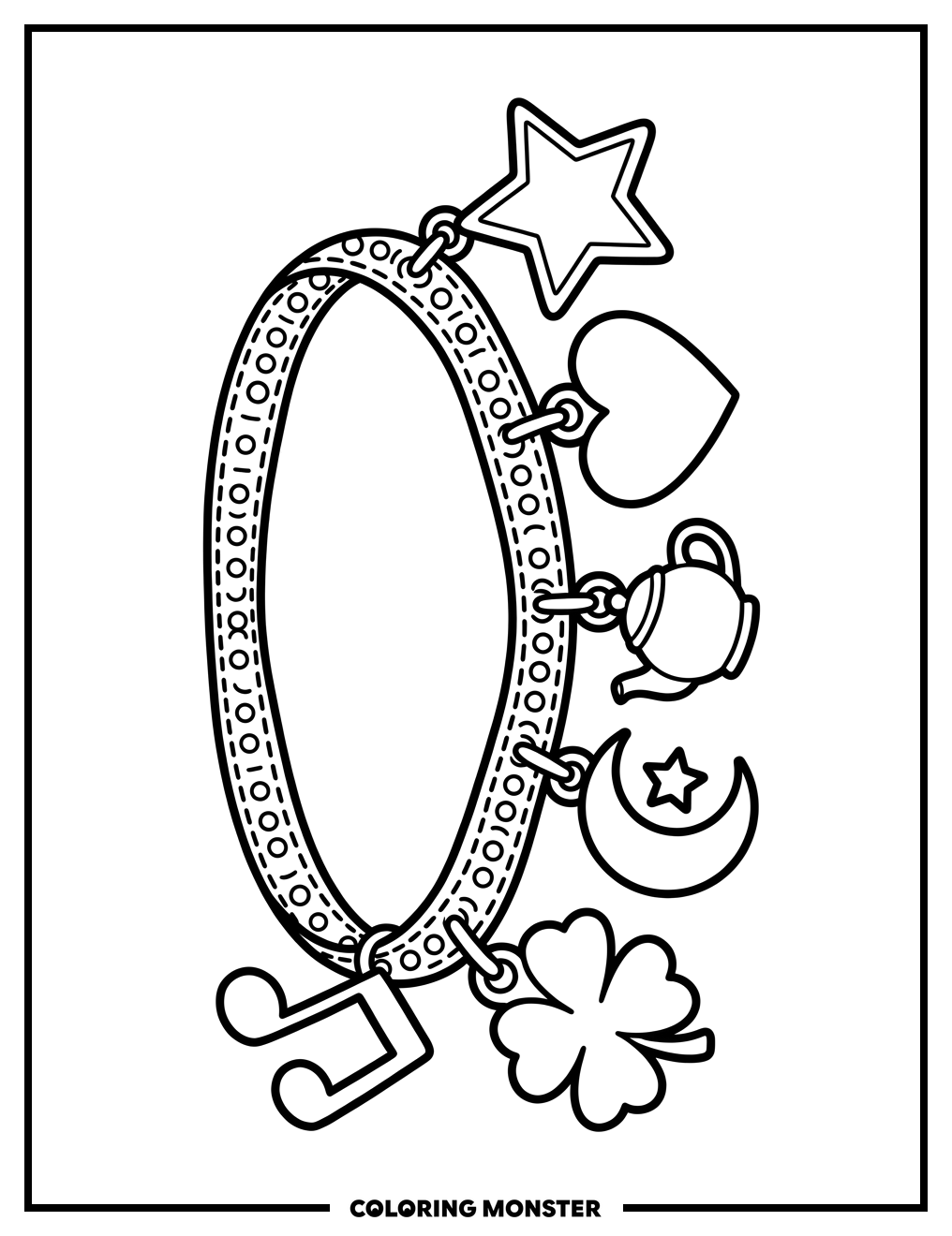 Whimsical Charm Bracelet Coloring Page