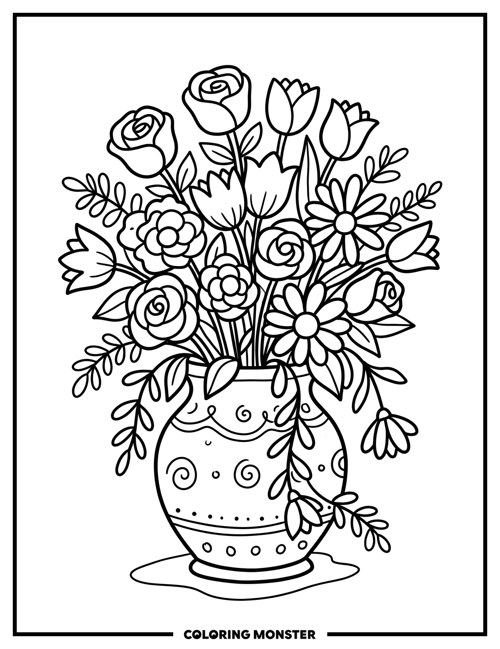 Whimsical Flower Bouquet Coloring Page