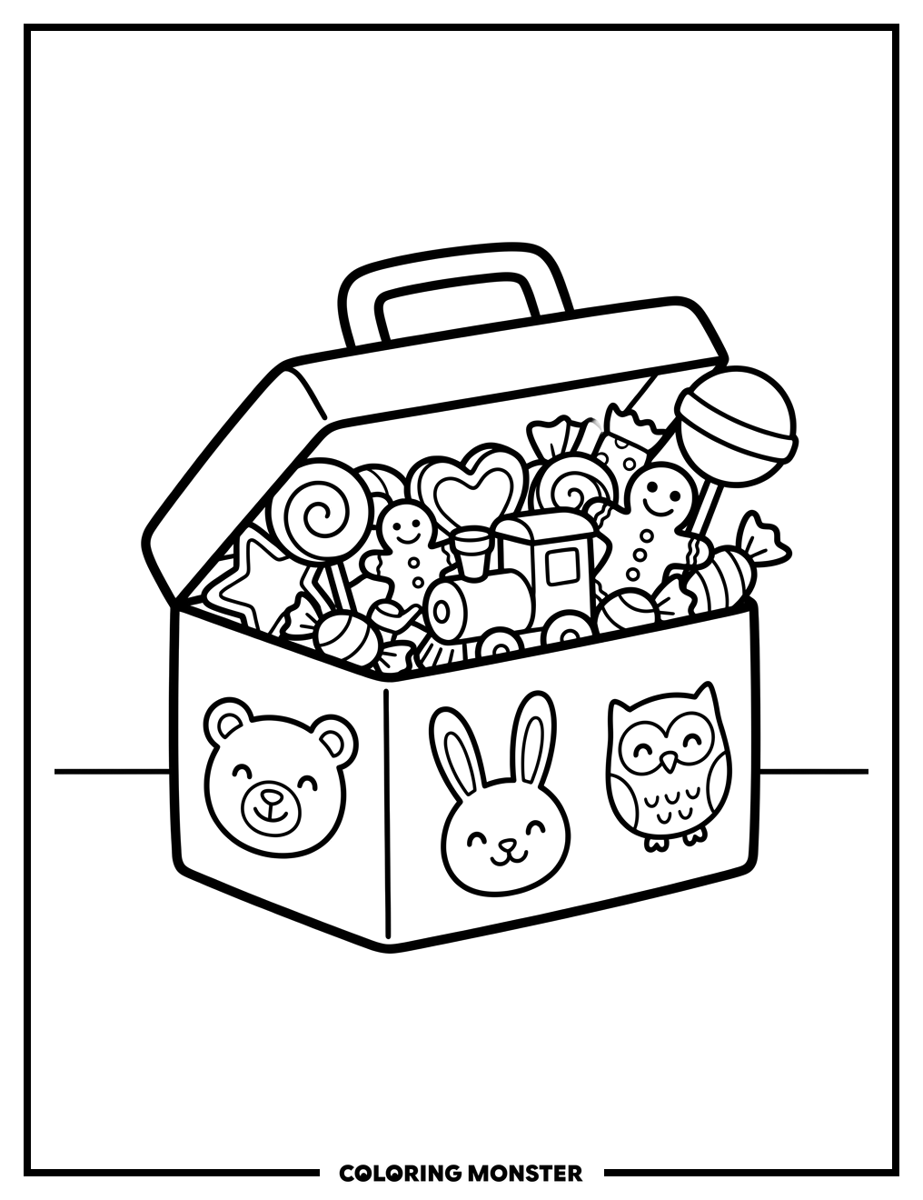 Whimsical Lunch Box Overflowing With Treats Coloring Page