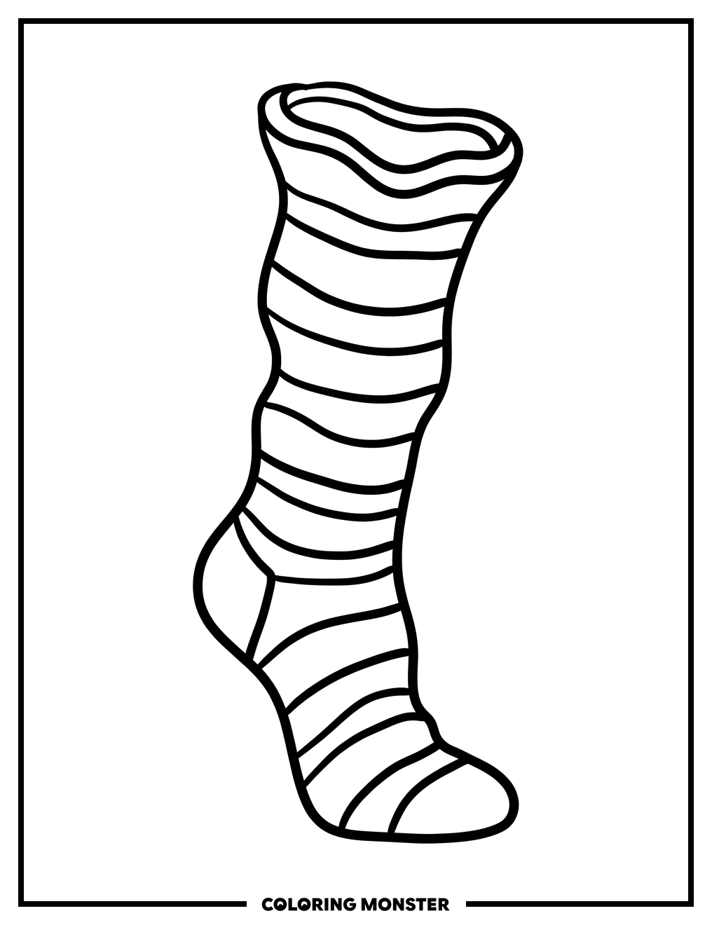 Whimsical Striped Sock Coloring Page
