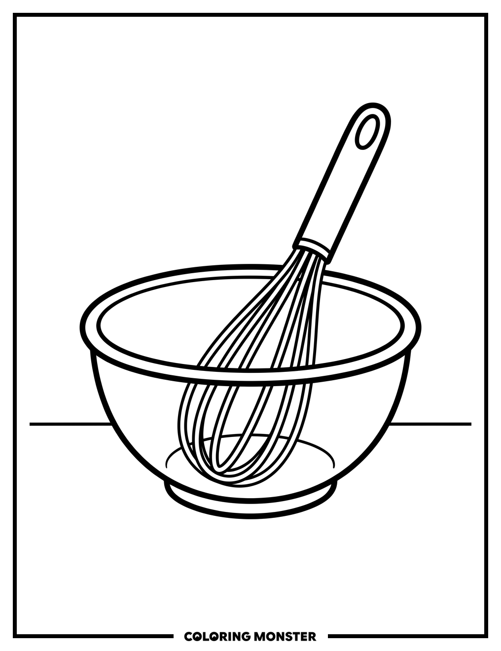 Whisk in a Mixing Bowl Coloring Page
