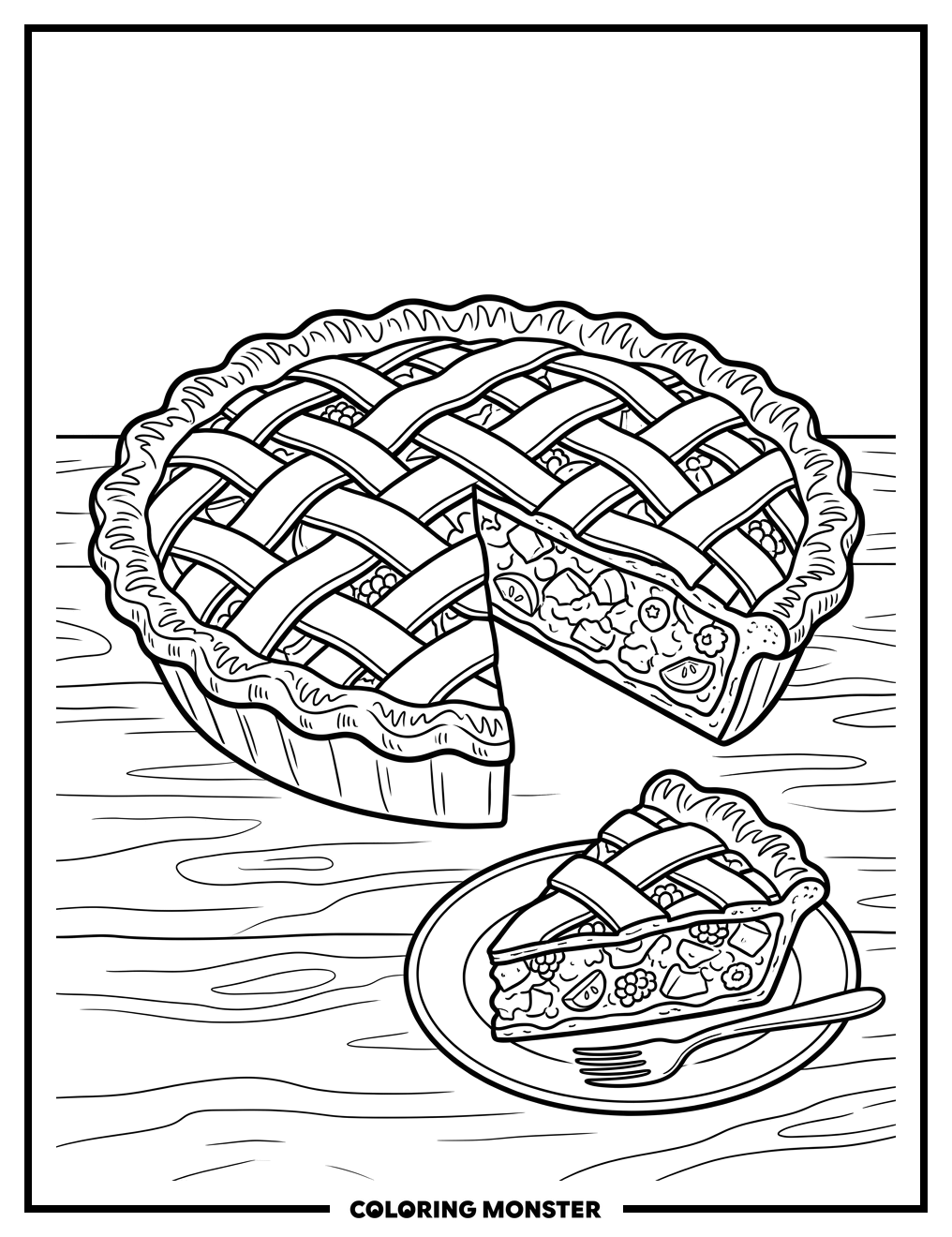 Whole Pie With One Slice Missing Coloring Page