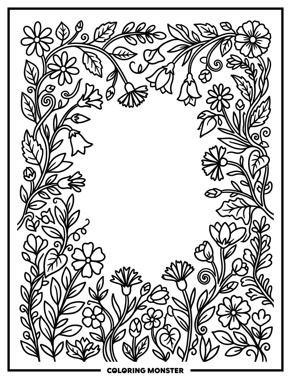 Wildflower Border Coloring Page